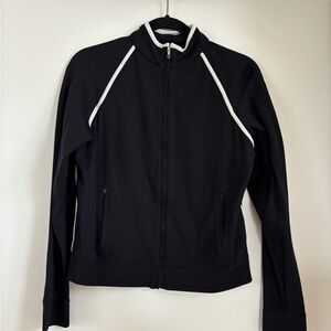 Lands' End Women's Black Jacket with White Trim